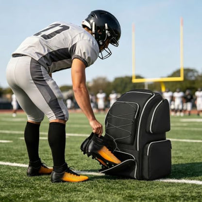 Football Backpack Bag with Separate Shoe Compartment, Large Capacity Sports Gear Bag with Multiple Pockets, Fence Hook & Padded Shoulder Straps, Durable Sports Duffel for Youth and Adult Players