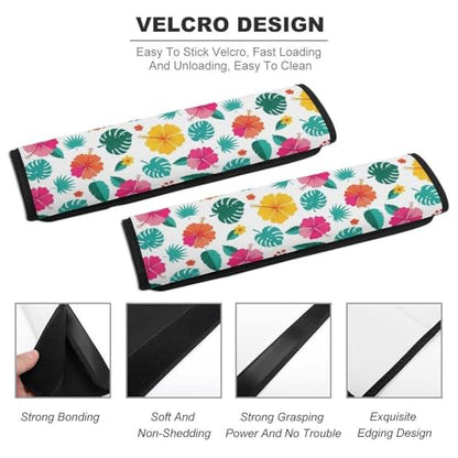 Universal Fit Seat Belt Shoulder Pad for Adult Use, Most Cars, 2 Pack Hawaiian Hibiscus Harness Pads Strap Pressure Relief - color: Pattern 1010