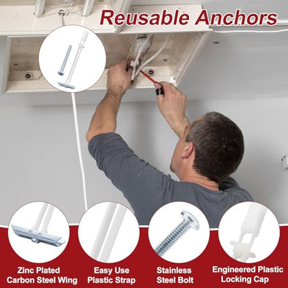 Heavy Duty Drywall Anchor Bolts with 3/16”-24 Bolts for TV Mounting Kits Stainless Steel Hollow Wall Anchors Holds Up to 240 lbs on 1/2-In Drywall 22 Pack Drywall Anchors for Heavy Duty Wall Anchoring - size: 3/16"-24：Pack of 22