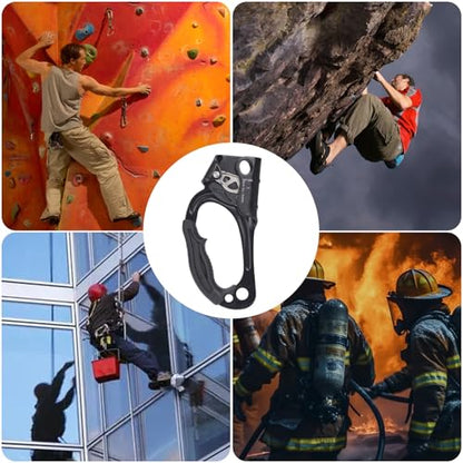 Hand Ascender, Rock Climbing Tree Arborist Rappelling Gear Equipment Rope Ascender Rope Clamp for 10~13MM Rope - color: Left Hand-Black