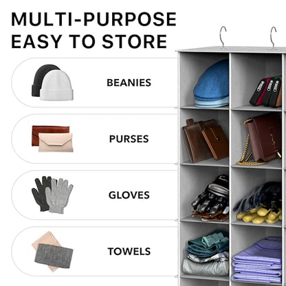Simple Houseware 24 Section Shelves Hanging Shoes Organizer, Gray | 3 Metal Hooks, 8 Tier, Holds Up to 24 lbs - color: Grey