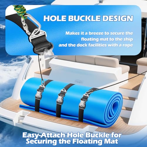 3 Pcs Floating Mat Straps with Quick-Release Double Lock Buckle, Multifunctional Floating Water Mat Straps with Hole Buckle & Carry Handle for Baby Crawling Mat, Yoga, Camping
