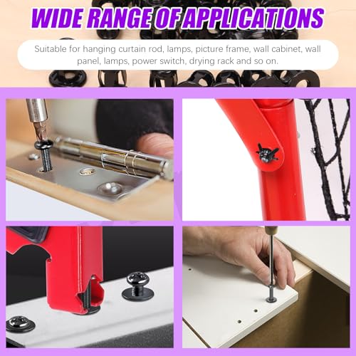 Swpeet 90Pcs M4 M5 M6 Hollow Jack Nuts with Flat Countersunk Head Machine Screws Assortment Kit, Threaded Insert Petal Nuts, Expansion Nut, Nutserts Screws, Flat Head Phillips Screws for Hollow Wall - size: M4/M5/M6 Kit
