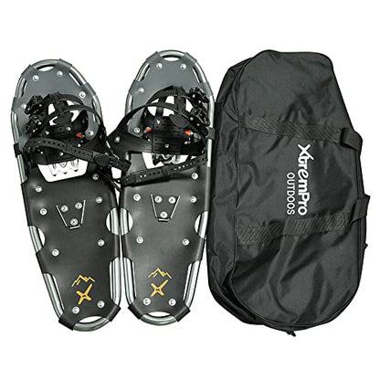 Snowshoes,Lightweight Aluminum Frame,13-Point Heavy Duty Crampons,UV Shoe Decking, and Ratchet System for Secure Fit Complete with Carry Bag for Convenient Storage and Travel - color: SILVER