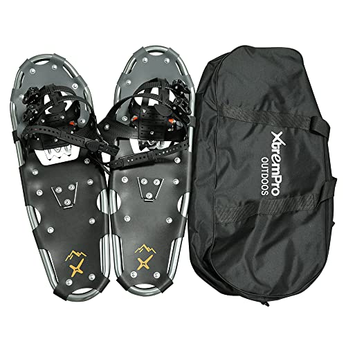 Snowshoes,Lightweight Aluminum Frame,13-Point Heavy Duty Crampons,UV Shoe Decking, and Ratchet System for Secure Fit Complete with Carry Bag for Convenient Storage and Travel - color: SILVER