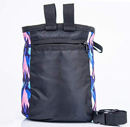 Rock Climbing Chalk Bag | Wide Opening & Fleece Lined | Removable Belt | Large Zippered Pocket | Brush Holder Loops | Bouldering, Gym, Crossfit - color: Moonrise Blue
