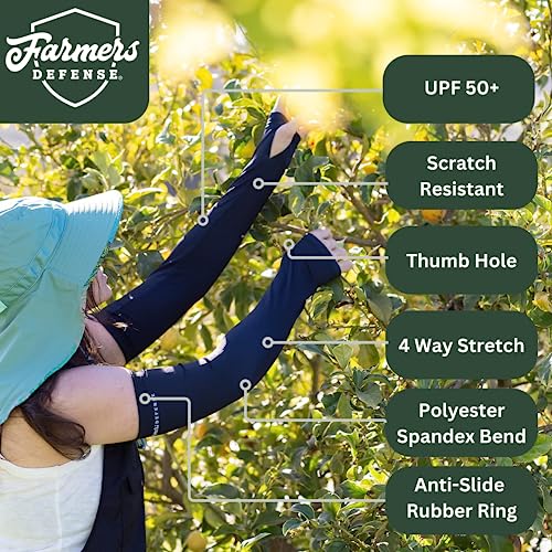 FARMER'S DEFENSE Gardening Arm Sleeves|UV Cooling Protective Sleeve Women & Men|Anti-Scratch Cover Sun UPF Outdoor Protection - Yellow - XS - color: High Visibility Yellow, size: X-Small