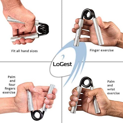 Logest Metal Hand Grip Strengthener 100LB-350LB No Slip Heavy-Duty Grip Strengthener with Gift Box, Great Wrist & Forearm Hand Exerciser, Home Gym, Hand Gripper Grip Strength Trainer - color: Silver - 150LB