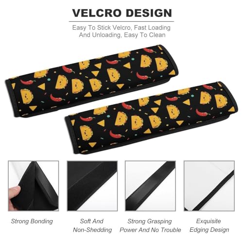 2PCS Cute Taco Car Seat Straps Shoulder Pads Universal Soft and Comfortable Seat Belt Covers Cushion for Child, All Vehicles, Shock Absorption - color: Pattern 7
