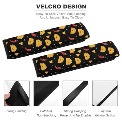 2PCS Cute Taco Car Seat Straps Shoulder Pads Universal Soft and Comfortable Seat Belt Covers Cushion for Child, All Vehicles, Shock Absorption - color: Pattern 7