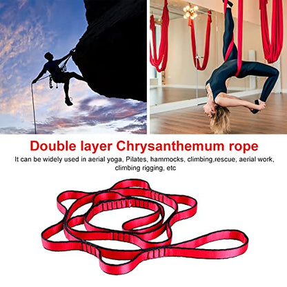 2Pcs 22KN Strong Climbing Strap Daisy Chain Nylon Daisy Chain Adjustable Strap Rope ，Length 110/150/180cmYoga Extend Belt - color: Red, size: 1.1m