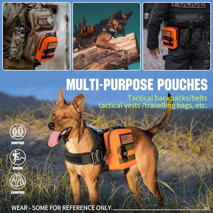 2 Pack Tactical Molle EDC Pouch Multi-Purpose Compact Pack Water-Resistant Utility Pouch with Flag Patch - color: Orange