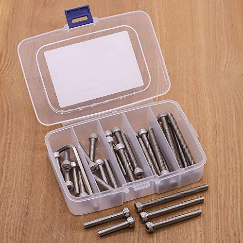 30 PCS M6 x 30mm, 40mm, 50mm, 60mm, 70mm Stainless Steel Socket Head Cap Screws with Free Hex Wrench, Hex Drive Metric Threaded Socket Screws Assortment, 304 Stainless Steel 18-8, Full Thread - size: M6 x 30, 40, 50, 60, 70mm