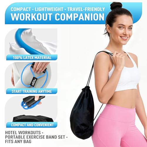 Figure 8 Fitness Resistance Bands with Handles - Exercise Bands Set of 3 for Arm and Shoulder Stretch, Physical Therapy, Yoga, Pilates, Rope 8 Word Elastic for Women and Men