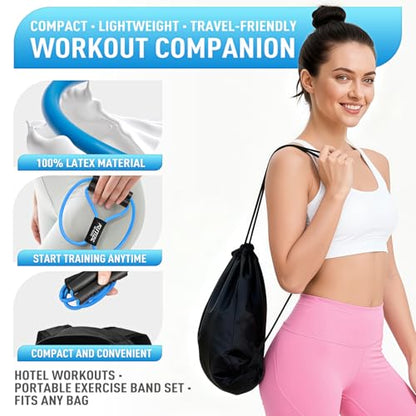 Figure 8 Fitness Resistance Bands with Handles - Exercise Bands Set of 3 for Arm and Shoulder Stretch, Physical Therapy, Yoga, Pilates, Rope 8 Word Elastic for Women and Men