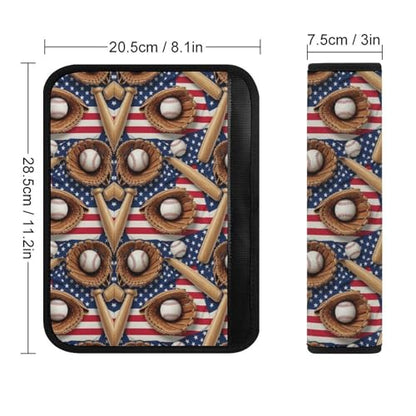 Universal Fit Baseball American Flag Seat Belt Shoulder Pad for Adult Use, Most Cars, 1 Pair Harness Pads Strap Anti-Slip Pad - color: Pattern 701