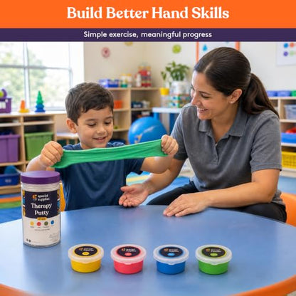 Special Supplies Therapy Putty for Kids and Adults - Resistive Hand Exercise Stress Relief Therapy Putty Kit, Set of 4 Strengths, Three Ounces of Each Putty - color: Primary Colors