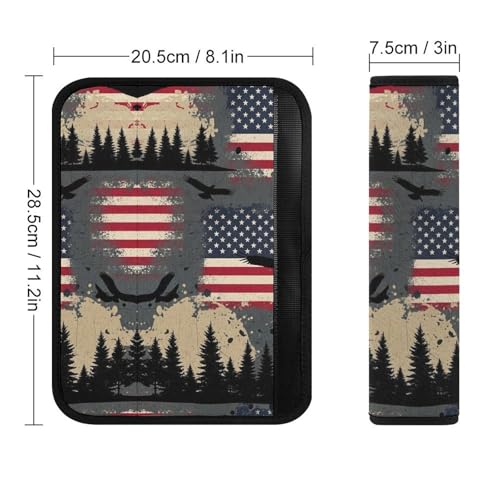 2PCS Breathable Seat Belt Cover for Adults and Children, Most Cars, Bald Eagle American Flag Eagles Shoulder Harness Cover, Shock Absorption - color: Pattern 241