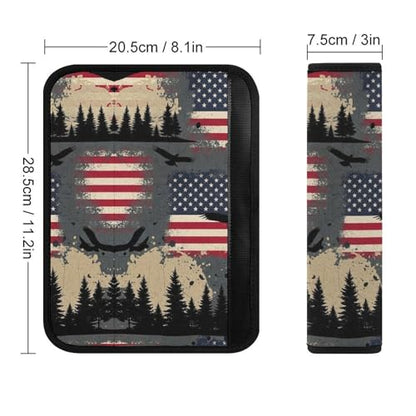 2PCS Breathable Seat Belt Cover for Adults and Children, Most Cars, Bald Eagle American Flag Eagles Shoulder Harness Cover, Shock Absorption - color: Pattern 241