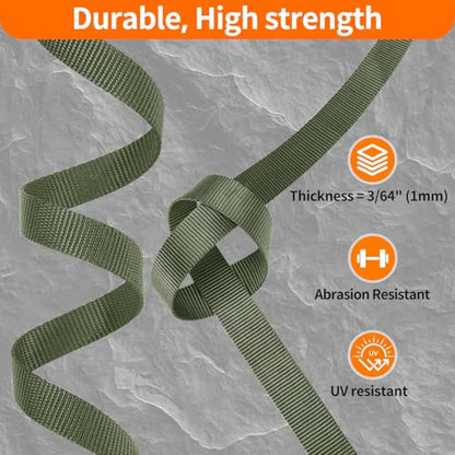 BEYOURD 1 inch Buckles and Strap Set: 10 Yards Polyester Webbing Strapping, 6 Pack Dual Adjustable Side Release Plastic Buckles, 12 PCS Tri-Glide Slider Clips for Hiking equipment, Olive Green - color: Olive Green