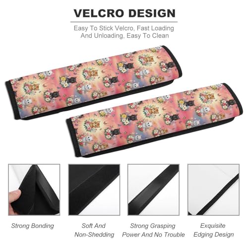 2 Pack Pink Cat Funny Cats Pet Butterfly Flower Seat Belt Cover Universal Fit Shoulder Harness Cover for Girls and Boys, Car Seats Pushchair Strollers High Chair Pushchair - color: Pattern 1235