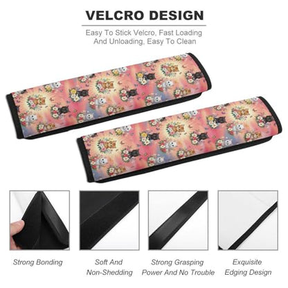 2 Pack Pink Cat Funny Cats Pet Butterfly Flower Seat Belt Cover Universal Fit Shoulder Harness Cover for Girls and Boys, Car Seats Pushchair Strollers High Chair Pushchair - color: Pattern 1235