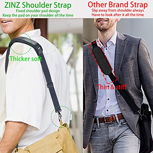 ZINZ Shoulder Strap 58" Ultra-Thick Fixed Padded and Adjustable Buckles Crossbody Strap for Briefcase Laptop Bag Luggage - color: Dark Gray