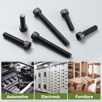 M6-1.0 x 16mm Bolt, 60PCS M6 Hex Socket Head Cap Screws Bolts, 12.9 Grade Alloy Steel, Full Threads, Allen Socket Drive, with Hex Spanner - size: M6x16mm