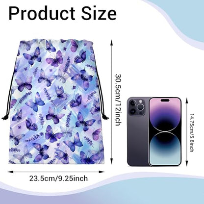 Purple Butterfly Flower Grip Bag Small Drawstring Gymnastics Athlete Bag for Sport Dance Storage - color: Butterfly Flower-purple