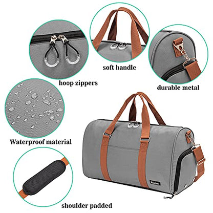 Sports Gym Bag with Shoe Compartment&Wet Pocket,Travel Duffel bag,Weekend Bag,Workout Bag Suitable for Men and Women - color: grey