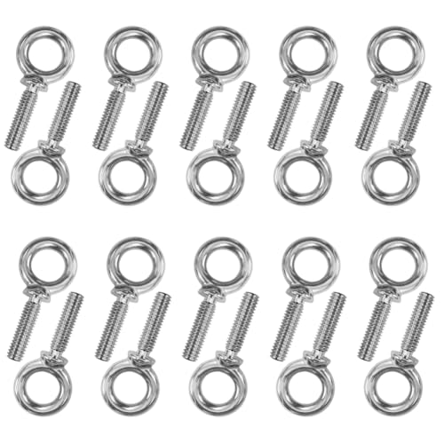1/4"-20 x 1 UNC Lifting Shoulder Eye Bolts, Marine Grade 304 Stainless Steel Threaded Nut Fastener(20 Pcs) - size: 1/4"-20 x 1", style: Pack of 20 (304 stainless steel)