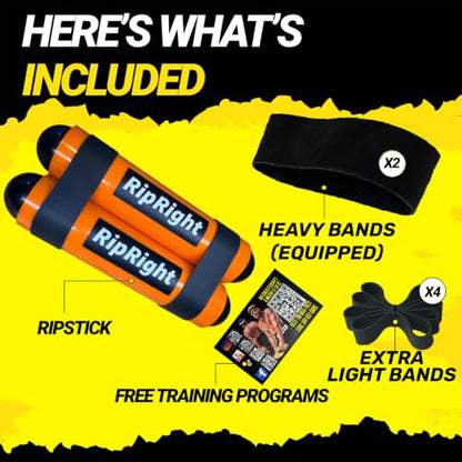 Premium RipStick Pillz, Workout Equipment for Joint Rehab, Shoulder Strength, Resistance Training, and Muscle Building, with 6 Adjustable Resistance Bands - color: Orange/Black