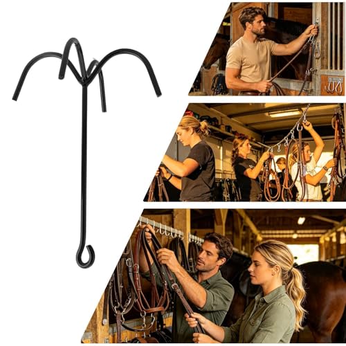 Tack Hooks for Barn 4 Prong Equestrian Gear Organizer Rack | 2 Pieces Tack Hangers for Workshop Garage Utility Room Stable Barn Trailer Stall Fence Rail