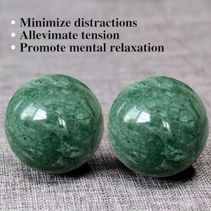 Traditional Chinese Baoding Balls, Marble Health Exercise Stress Relief Balls, Dark Green, 2-Piece Set (Dark Green, Medium-1.57") - color: Dark Green, size: Medium-1.57"