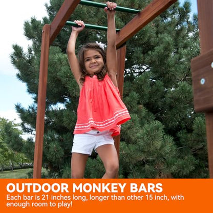 21 Inch Monkey Bars Playground Ladder Rungs for Backyard (12 Pcs, Green) | Indoor Outdoor Metal Monkey Bars Kit - color: Green