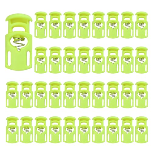 PATIKIL Nylon Spring Cord Locks, Elastic Toggle Stop Slider Clamp Adjuster Fastener for Drawstring Shoelaces Paracord - color: Bright Green