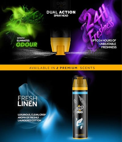 Crep Protect Shoe Deodorizer Spray - Shoe Smell Eliminator Delivers 24-Hour Odor Protection, Residue-Free Formula for All Sneakers, Refreshing Scent (Fresh Linen, Vanquish, 5.07oz)