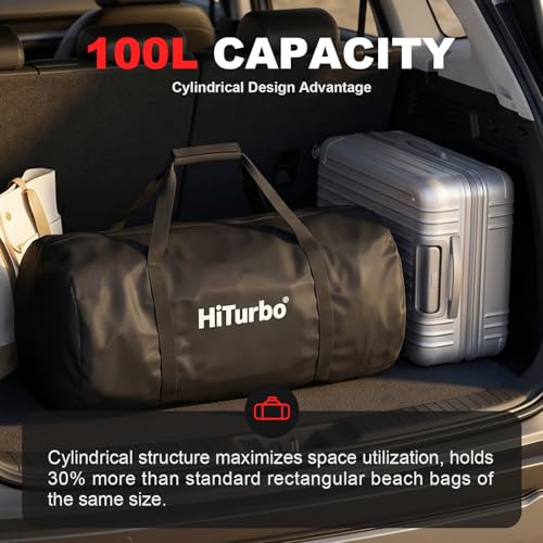 Hiturbo 100L Duffel Scuba Bag: Dive Bags Water Sports Gear | Swimmer Equipment Carry Bag for Diving Surfing Snorkeling Kayaking Boating Spearfishing Beach Pool Travel Duffle - color: Solid