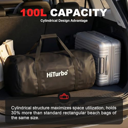 Hiturbo 100L Duffel Scuba Bag: Dive Bags Water Sports Gear | Swimmer Equipment Carry Bag for Diving Surfing Snorkeling Kayaking Boating Spearfishing Beach Pool Travel Duffle - color: Solid