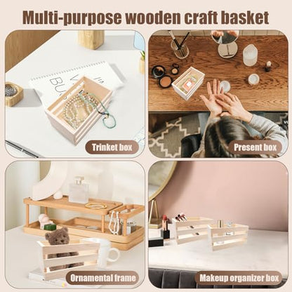 16 Pcs 6.5 inch Small Wooden Crates, Unfinished Wood Basket Box for Mother's Day Crafts and Storage Display, Home, Bathroom, and Organizing Towels, Toys, Wine, and More