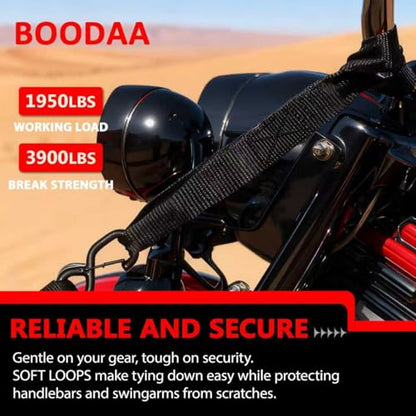 6 Pack Soft Loop Tie Down Straps, 3900 lbs Break Strength Heavy Duty Motorcycle Handlebar Straps for ATV, UTV, Dirt Bike, Trailer, Truck Bed, Kayak – Reliable Transport & Hauling
