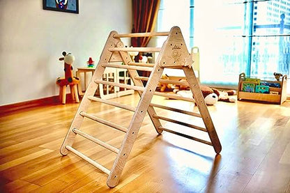 Montessori Wooden Climbing Triangle for Kids | Foldable Indoor Climbing Frame for Children & Toddlers | Wooden Playground Equipment (XLarge) - style: XLarge