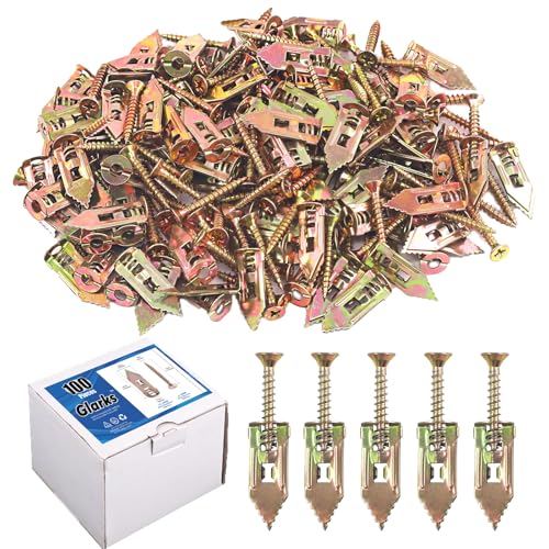 Glarks 100 Sets Drywall Self-Drilling Anchors with Screws, 100Pcs Carbon Steel Hollow Wall Anchor Tapping Screw with 100Pcs Screws Kit, No Drill or Holes in Wall