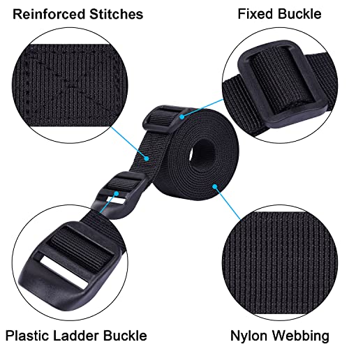 Wisdompro Sleeping Bag Strap, 2 Pack Utility Straps - 68 inch, Black | Heavy Duty Polyester Lashing Straps with Plastic Buckle for Backpacking, Sleeping Bag Compression, Luggage, Camping, Hiking - size: 68 inches