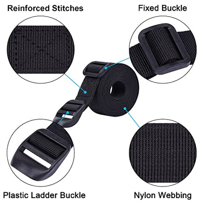 Wisdompro Sleeping Bag Strap, 2 Pack Utility Straps - 68 inch, Black | Heavy Duty Polyester Lashing Straps with Plastic Buckle for Backpacking, Sleeping Bag Compression, Luggage, Camping, Hiking - size: 68 inches