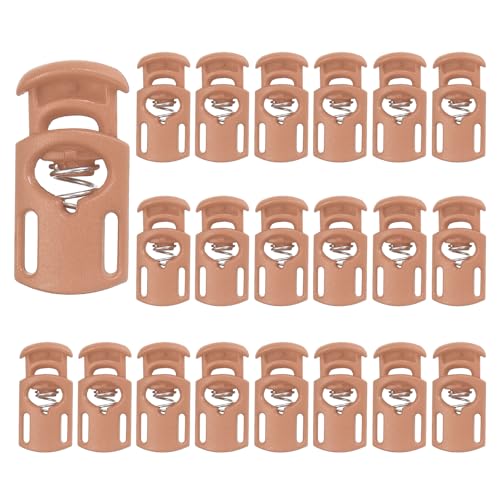 PATIKIL Nylon Spring Cord Locks, Elastic Toggle Stop Slider Clamp Adjuster Fastener for Drawstring Shoelaces Paracord - color: Brown