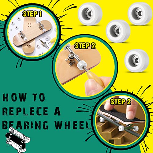 Zhehao 8 Pcs Fingerboard Bearing Wheels Standard Fingerboard Tool CNC Lathed Bearing Wheels Screwdriver and 2 Pcs Nut Driver for 34 mm Wide Decks Finger Skateboard Trucks(White) - color: White