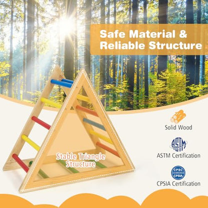 GLACER Triangle Climber, Kids Wooden Climbing Triangle Ladder, 3 Levels Climbing Difficulty, Indoor Climbing Toys for Playground, Kids Climber Ladder Equipment, Play Gym Set Boys Girls Gift