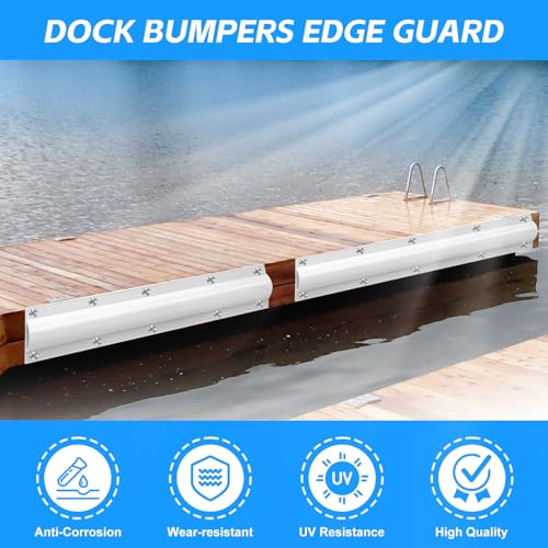 10 Pack Dock Edging Side Gard, 20 Feet Dock Guard with Heavy Wall Sections for Greater Protection – Commercial Grade Double Molded Material (White) - color: 20 Feet White, style: Straight angle 10pack
