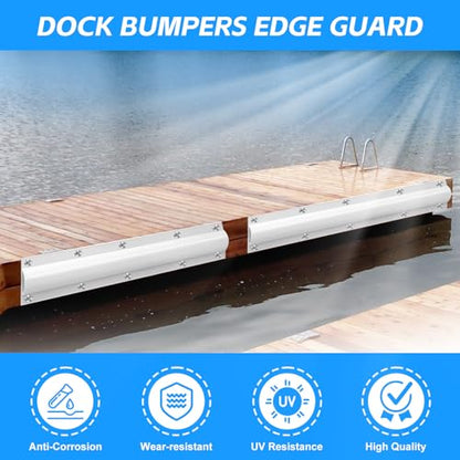 10 Pack Dock Edging Side Gard, 20 Feet Dock Guard with Heavy Wall Sections for Greater Protection – Commercial Grade Double Molded Material (White) - color: 20 Feet White, style: Straight angle 10pack